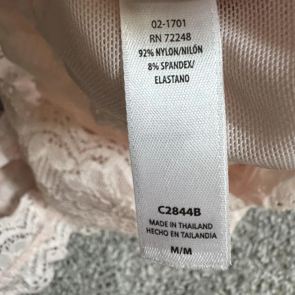 Felina Lingerie Bralette Womens Medium Pink Lace Racerback Wireless Sexy Girly